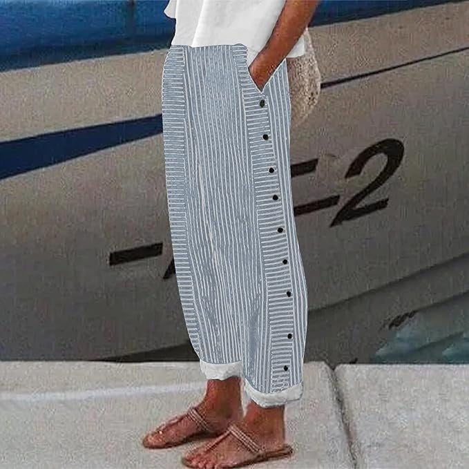 Sera™ | Striped Pants with Buttons