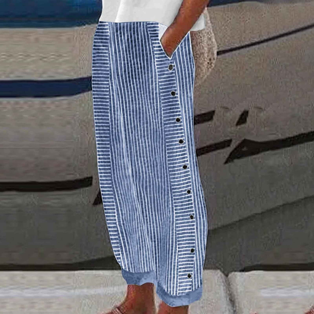 Sera™ | Striped Pants with Buttons