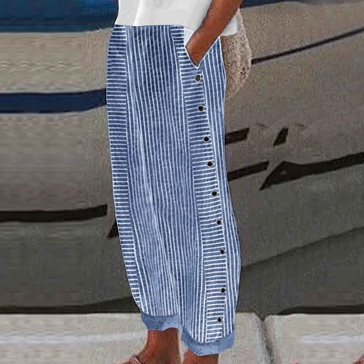 Sera™ | Striped Pants with Buttons