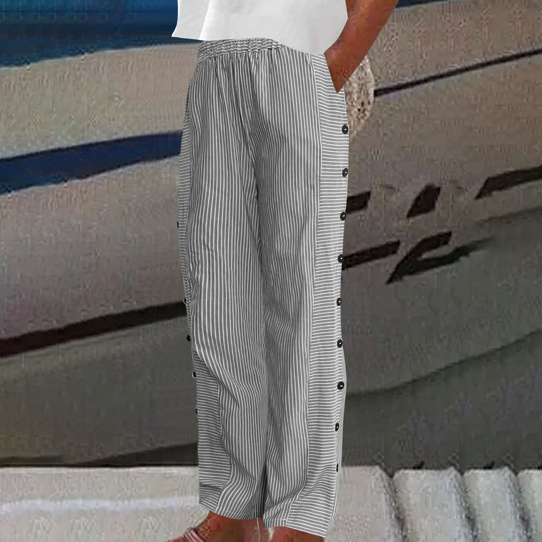Sera™ | Striped Pants with Buttons