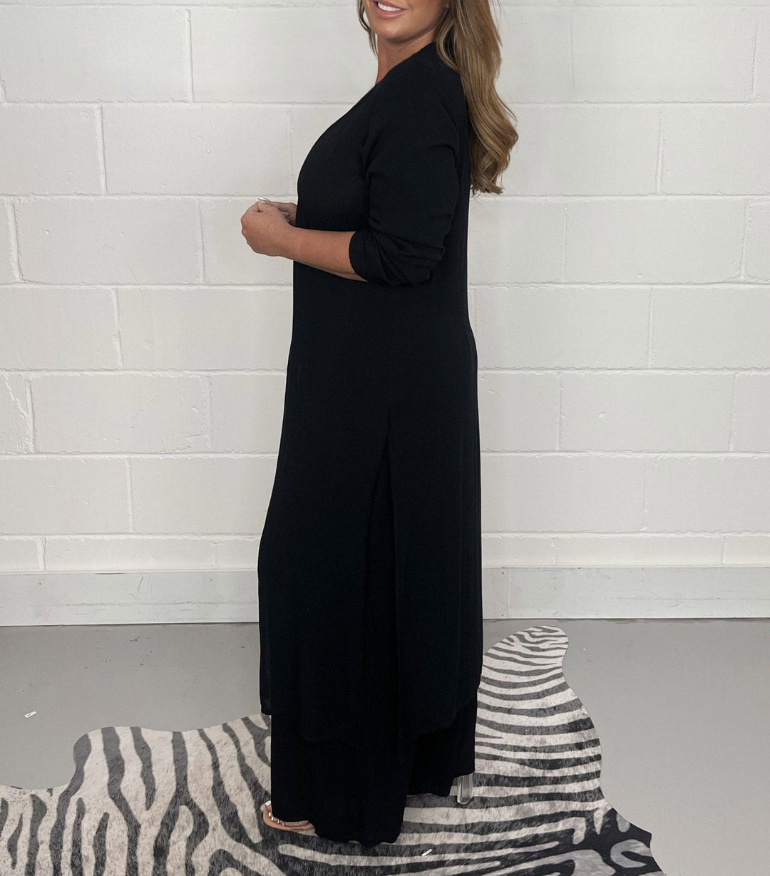 Talia - V-Neck Slit Casual Two-Piece Set