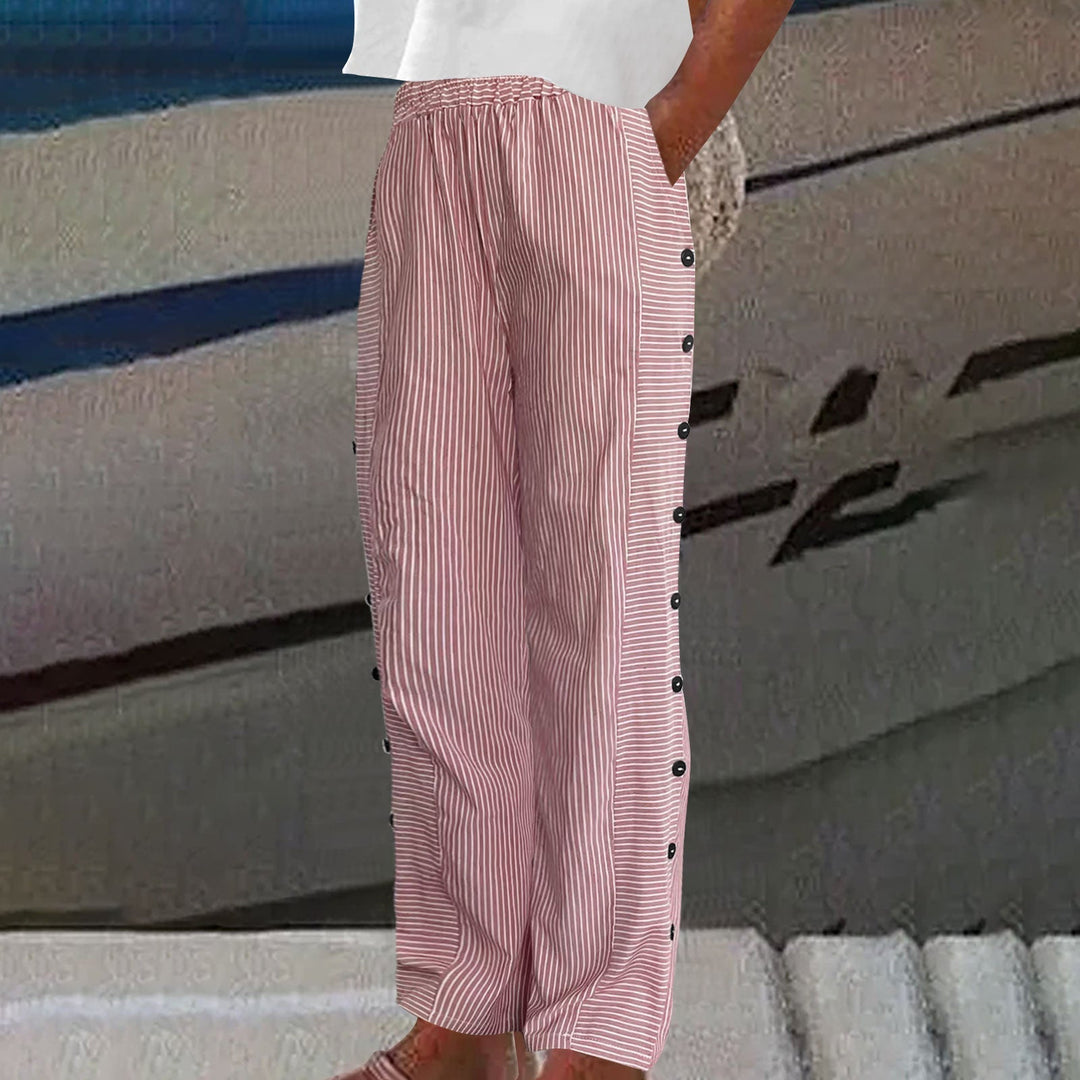 Sera™ | Striped Pants with Buttons
