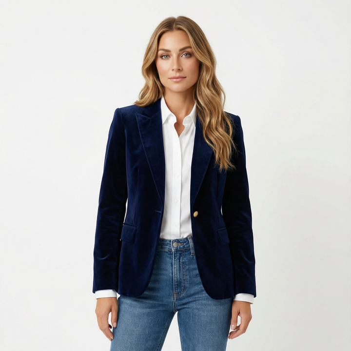 Mireille Midnight Velvet Blazer – Smooth Evening-Inspired Finish